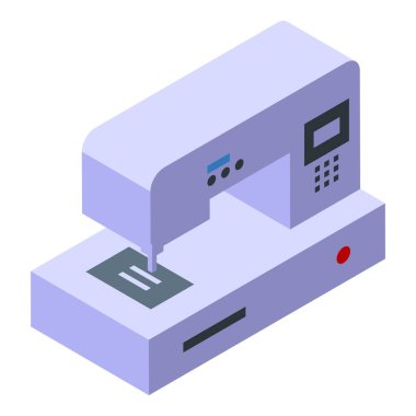 Pastel renklerde modern bir izometrik dikiş makinesinin dijital illüstrasyonu