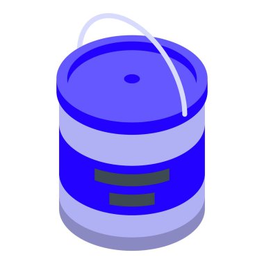 Taşınabilir mavi bir kamp fenerinin canlı izometrik çizimi, açık hava teması için mükemmel.