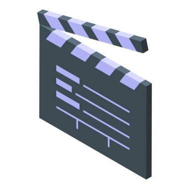Sinema ve film yapımı için Isometric clapboard simgesi. Eğlence ve görüntü endüstrisi için illüstrasyon vektör tasarımı
