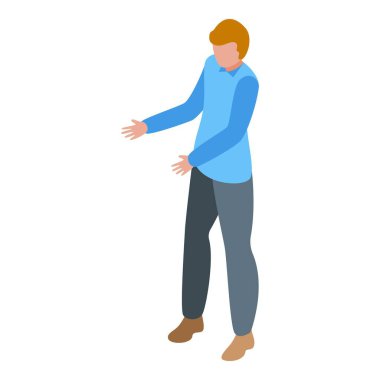 Elle jest yapan Isome işadamı, vektör grafik tasarımında modern ve minimalist bir illüstrasyon, beyaz arka planda izole edilmiş.