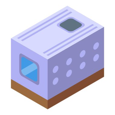 Modern bir mutfak mikrodalga fırınının detaylı izometrik grafiği