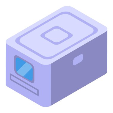 Mor izometrik fritözün vektör görüntüsü, mutfak aletleri için mükemmel.