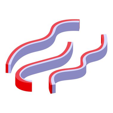 Kırmızı ve mavi olmak üzere üç eğri çizgili modern vektör illüstrasyonu