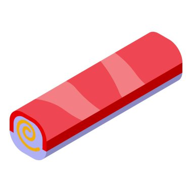 Sarmal dizaynlı kırmızı ve beyaz İsviçre pastasının canlı izometrik çizimi