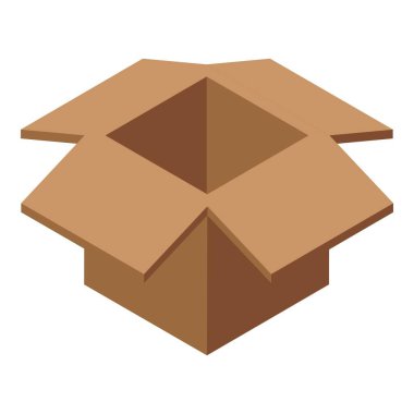 Basit, boş bir karton kutunun düz tasarımı beyaz bir arkaplana karşı izole edilmiş