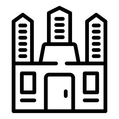 Brüksel kentsel mimari ikonu ana hatları vektörü. Eski Belçika yapımı. Ulusal gotik dönüm noktası