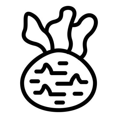 Besleyici kohlrabi vejetaryen ikonu ana hatları vektörü. Vejetaryen mahsulü. Alman şalgam lahanası