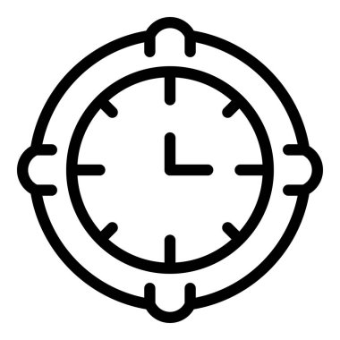 Etkili zaman yönetimi ve izleme için basit bir saat simgesinin minimalist ve çağdaş siyah ve beyaz vektör çizimi