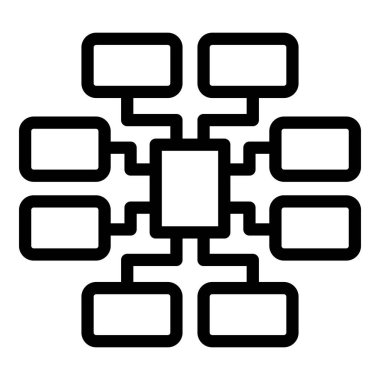 İş yönetimi için hiyerarşi ve yapı ve kurumsal organizasyon akış şeması ve takım çalışması bilgisel vektör tasarımına sahip basitleştirilmiş siyah-beyaz şema simgesi