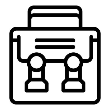 Hukuku ve adaleti sembolize eden bir evrak çantası ve tokmağı temsil eden siyah çizgi ikonu