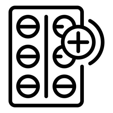 İlacın siyah çizgi ikonu ve artı işareti, ilaç ve sağlık hizmetlerini temsil ediyor.