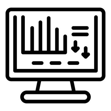İş piyasası çöküş ikonu ana hatları vektörü. Ekonomik hata. Başarısız başlangıç fikri