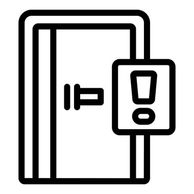 Akıllı kapı güvenlik simgesi ana hat vektörü. Ev girişi koruması. Kablosuz yenilikçi sistem