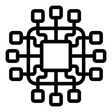 Ev denetim sistemleri ikon ana hatları vektörü. Yapay zeka. Otomatik ev teknolojisi