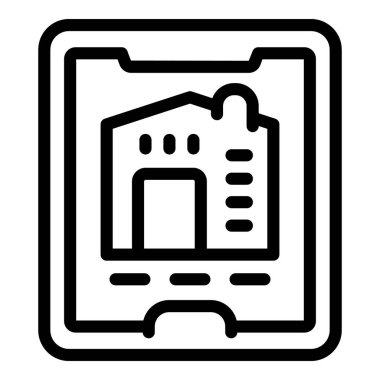 Nesnelerin interneti ev simgesi ana hatları vektörü. Zekice bir teknoloji. Kapalı modern kurulum