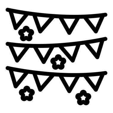 Yıldız dekorasyonlu partinin siyah ve beyaz çizimi