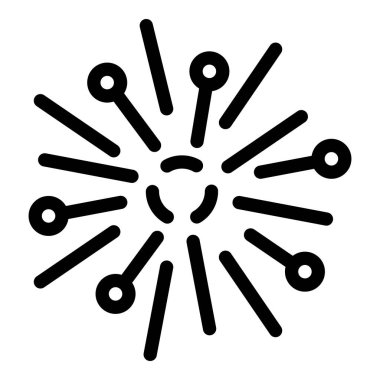 Beyaz zemin üzerinde basit siyah yıldız patlaması ya da güneş patlaması vektör deseni