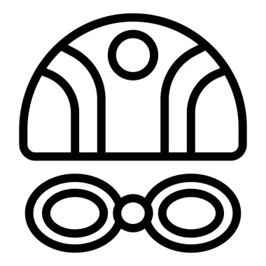 Siyah ve beyaz vektör simgeleri, kış şapkası ve dürbünü temsil ediyor.