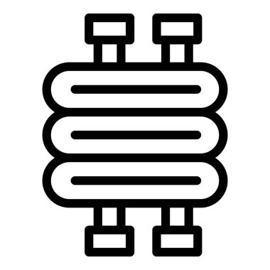 Basit bir siyah beyaz çizgili merkezi ısıtma radyatörünün vektör illüstrasyon simgesi