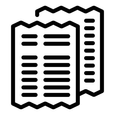 Bir tanesi yırtık gibi görünen iki sayfalık siyah ve beyaz vektör simgesi