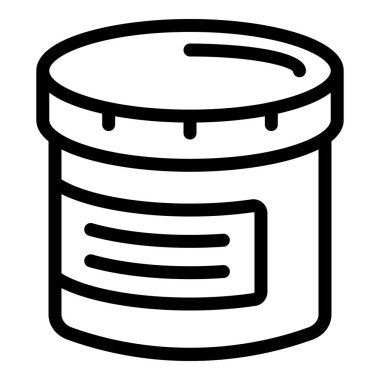 Etiketli bir boya kutusunun siyah ve beyaz çizgi sanat vektörü, çeşitli tasarım kullanımları için uygundur