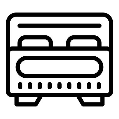 Bir otobüsün ön görünümünü temsil eden basitleştirilmiş çizgi sanat simgesi, web ve yazdırma tasarımı için idealdir