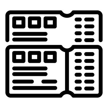 Minimalist siyah beyaz tasarımı olan açık pasaport simgesinin vektör çizimi, seyahat, kimlik ve uluslararası sınır denetimi kavramları için mükemmel