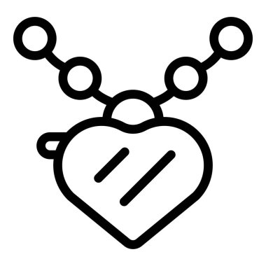 Üç dekoratif daireli kalp şeklinde bir kolyenin siyah beyaz çizgi simgesi