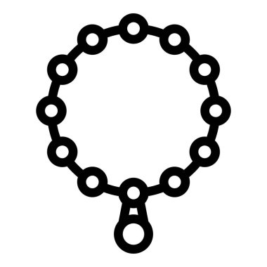 Siyah beyaz tek kolyeli yuvarlak bir zincirin basit vektör çizimi