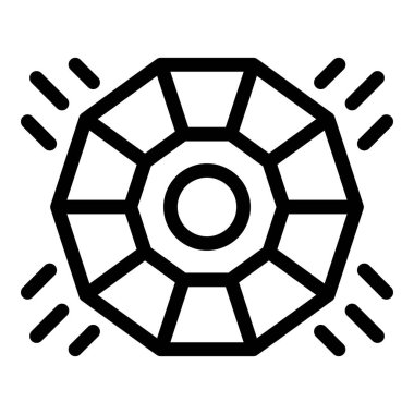 Geometrik ışınları olan, simgeler ve logolar için uygun biçimlendirilmiş güneşin siyah ve beyaz vektör çizimi