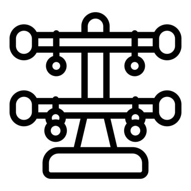 Adalet ve eşitliği sembolize eden bir denge ölçeğinin tek renkli vektör çizimi