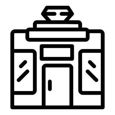 İş ve perakende tasarımları için ideal klasik bir dükkan cephesinin siyah beyaz çizimi