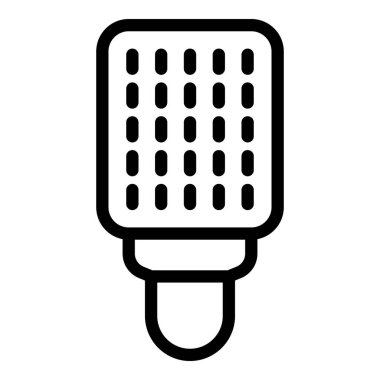 Ses, kayıt, müzik, podcast, radyo ve yayın kavramları için uygun minimalist tasarım ve ana hatlara sahip siyah ve beyaz mikrofon simgesi çizimi