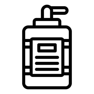 Simgeler ve bilgi grafikleri için uygun bir el dezenfektanı şişesinin siyah beyaz çizgisi çizimi