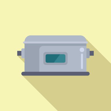 Renkli ve modern bir mikrodalga fırının ikonik çizimi. Pastel arka planda minimalist bir tasarımı var.