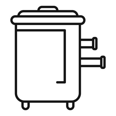 Çağdaş bir elektrikli fırının siyah beyaz çizgi çizimi, minimalist tarzda.