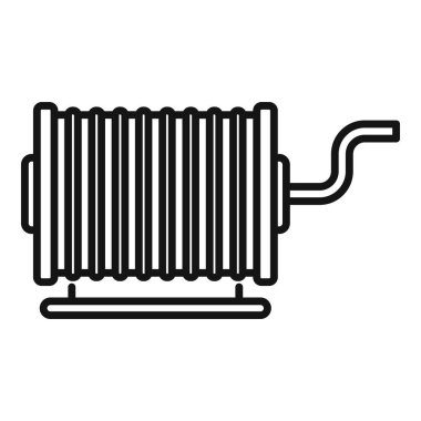 Kablo veya tel makarasının basit siyah çizgi simgesi, çeşitli endüstriyel temalar için mükemmel