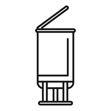 Açık bir çöp kutusunun simgeler ve bilgi grafikleri için uygun basit siyah beyaz çizgi çizimi