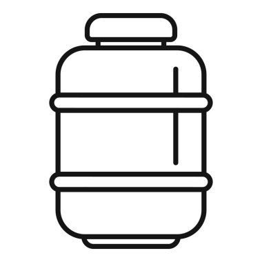 Yeniden kullanılabilir bir su şişesinin siyah beyaz çizgi çizimi, simgeler veya logolar için ideal