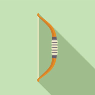 Klasik ahşap okçuluk yayının düz tasarım vektör çizimi. Tek bir okla izole edilmiş.