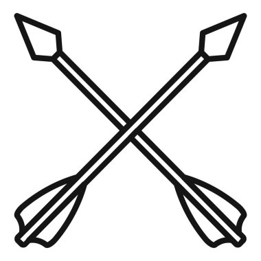 İki okun kesiştiği basit siyah ve beyaz çizgi çizimi