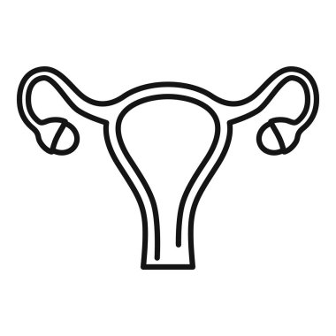 Tıbbi ve eğitimsel kullanım için uygun bir insan rahminin minimalist siyah çizgi çizimi