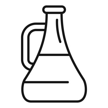 Erlenmeyer şişesinin basit bir çizgi simgesi, bilim ve kimyayı simgeliyor.