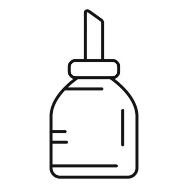 Tipik olarak tıbbi ve laboratuvar amaçlı kullanılan bir damlatıcı şişesinin basit çizgisi.