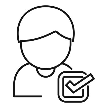 Doğrulanmış kullanıcıyı veya onaylanmış profil durumunu sembolize eden işaretli bir kişinin siyah özet simgesi