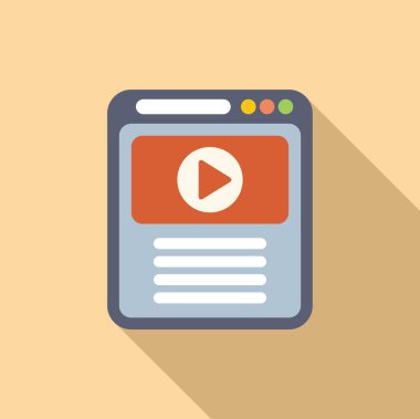 Web ve uygulama arayüzleri için ideal dijital ekrandaki bir web video oynatıcısının modern düz tasarımı