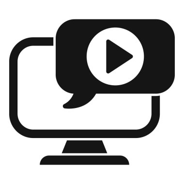 İletişimi sembolize eden siyah beyaz görüntülü görüntülü sohbet ikonu. Teknoloji. Ve uzaktan kumanda için internet bağlantısı. Sanal toplantılar. Ve kazanıyorum.