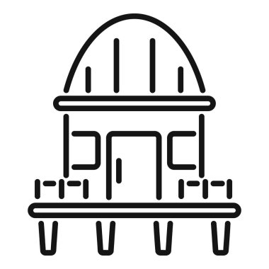 Siyah-beyaz doğrusal gözlemevi ikonu vektörü, minimalist ve modern tasarım, izole ve saf, astronomi ve bilim çizimleri için mükemmel