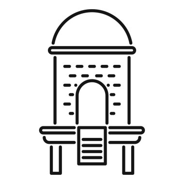 Yıldızları izlemek ve astronomi araştırmaları için teleskopu olan modern bir gözlemevini tasvir eden siyah çizgi simgesi