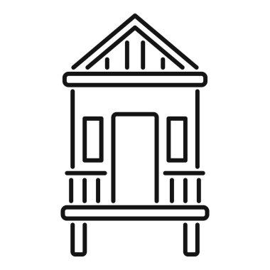 Biçimlendirilmiş, iki sütunlu bir evin siyah beyaz vektör çizimi